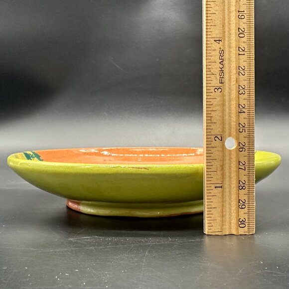 Handmade Art Pottery Dish Wall Hanging Countryside Mountains Church Redware - Picture 10 of 10